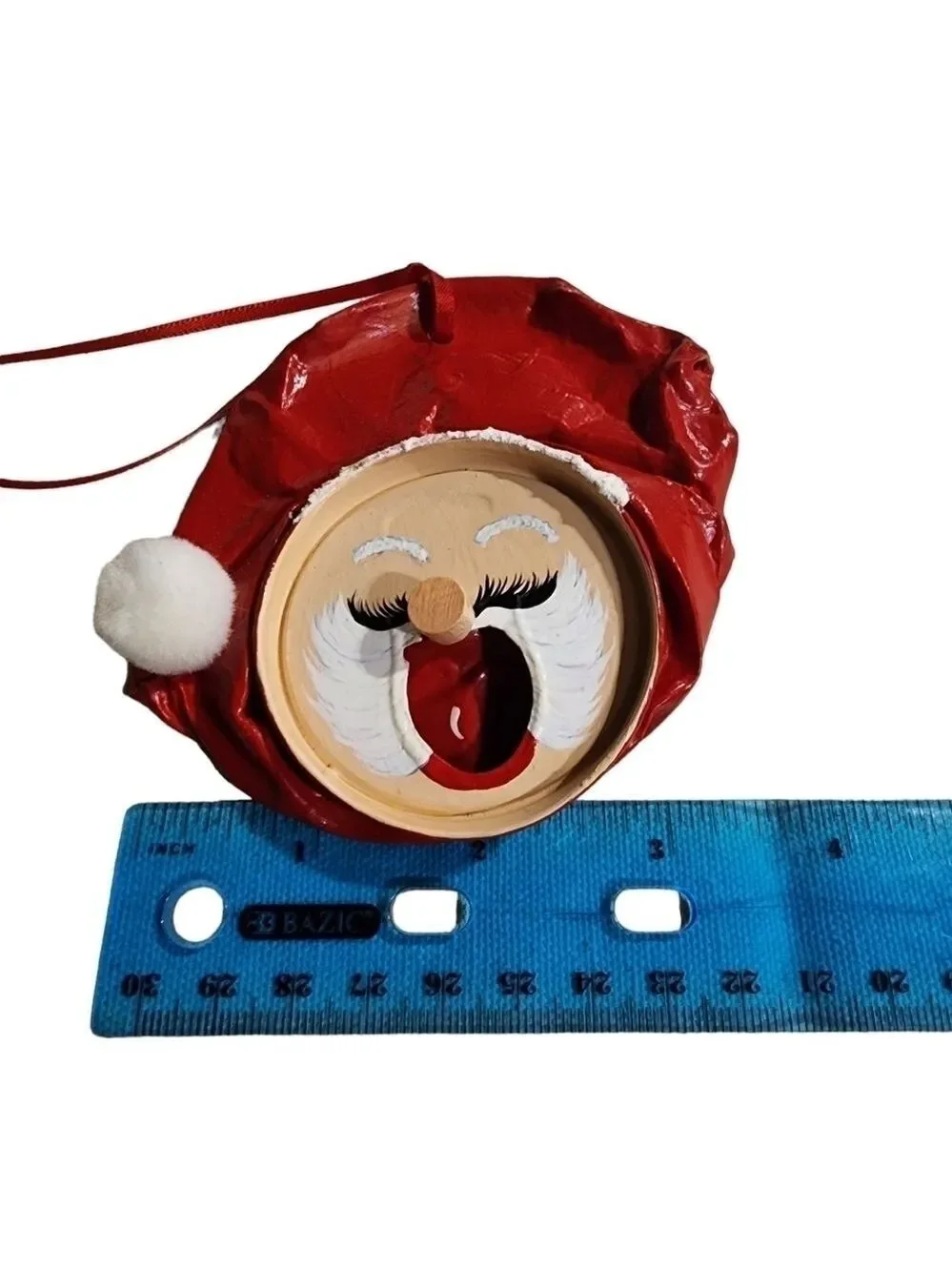 Soda can Santa Hand painted Santa ornament smash can unique one of a kind